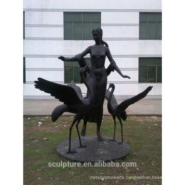 2016 High Quality Figure Large Bronze Statue The Girl With The Crane